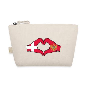 Denmark Montenegro Flag Hands Heart Shape - Organic Pouch - nature - Front