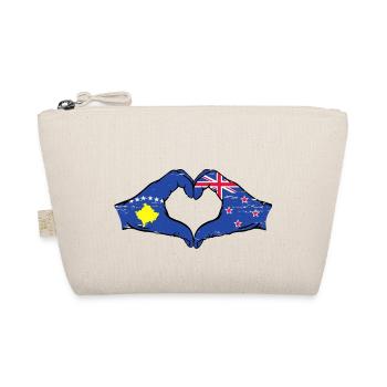 Kosovo New Zealand flag hands heart shape used - Organic Pouch - nature - Front