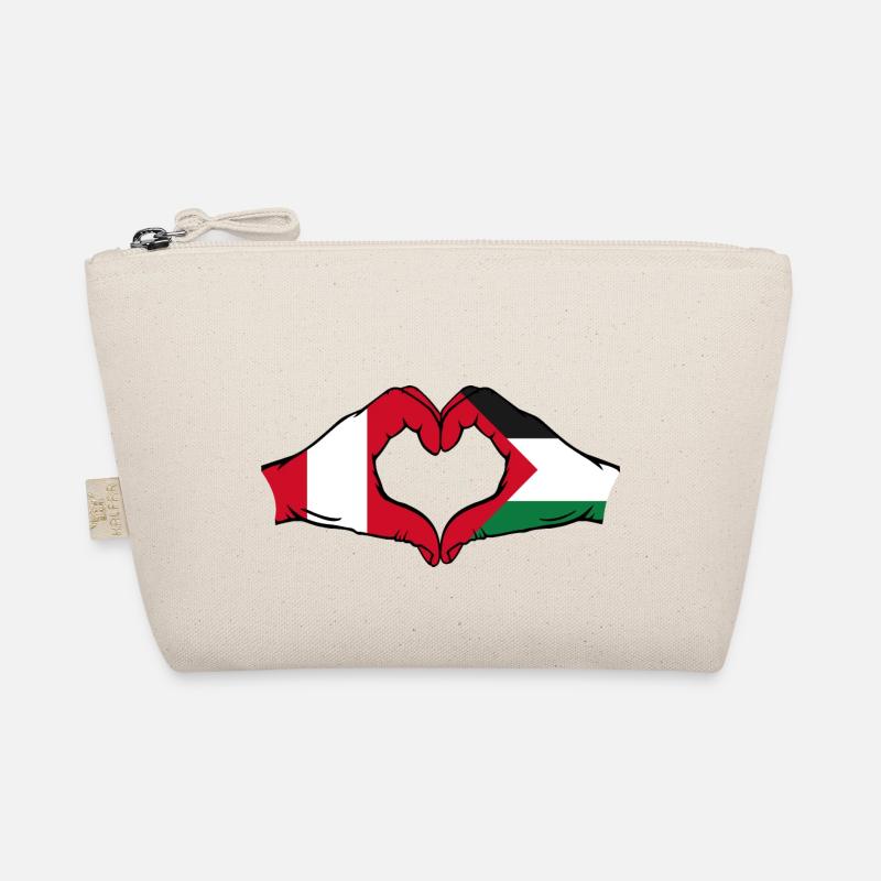 Pérou Palestine Drapeau Forme de Coeur avec Mains Trousse biologique