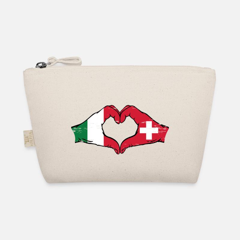 Italie Suisse Drapeau Mains Coeur Forme Utilisé Trousse biologique