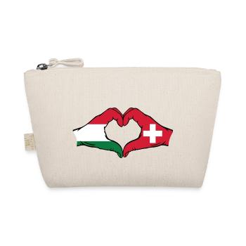 Hungary Switzerland Flag Hands Heart Shape - Organic Pouch - nature - Front