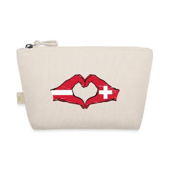 Latvia Switzerland Flag Hands Heart Shape Used - Organic Pouch - nature - Front