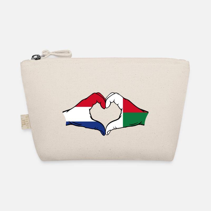 Hollande Madagascar Drapeau Mains Coeur Forme Trousse biologique