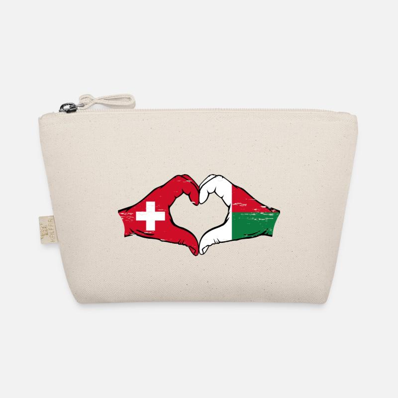 Suisse Madagascar Drapeau Mains Coeur Forme Utilisé Trousse biologique