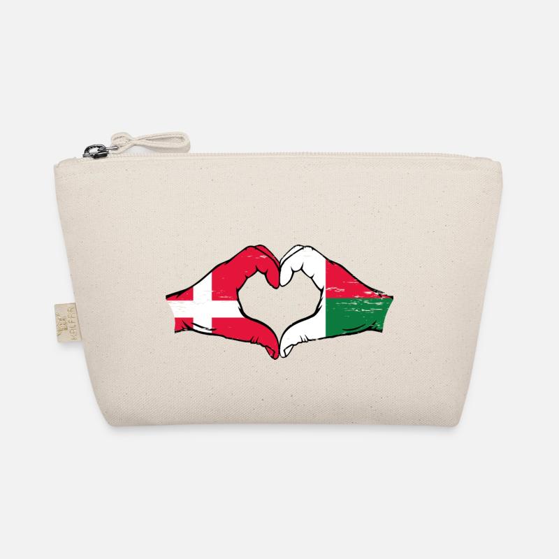 Danemark Madagascar Drapeau Mains Coeur Forme Utilisé Trousse biologique
