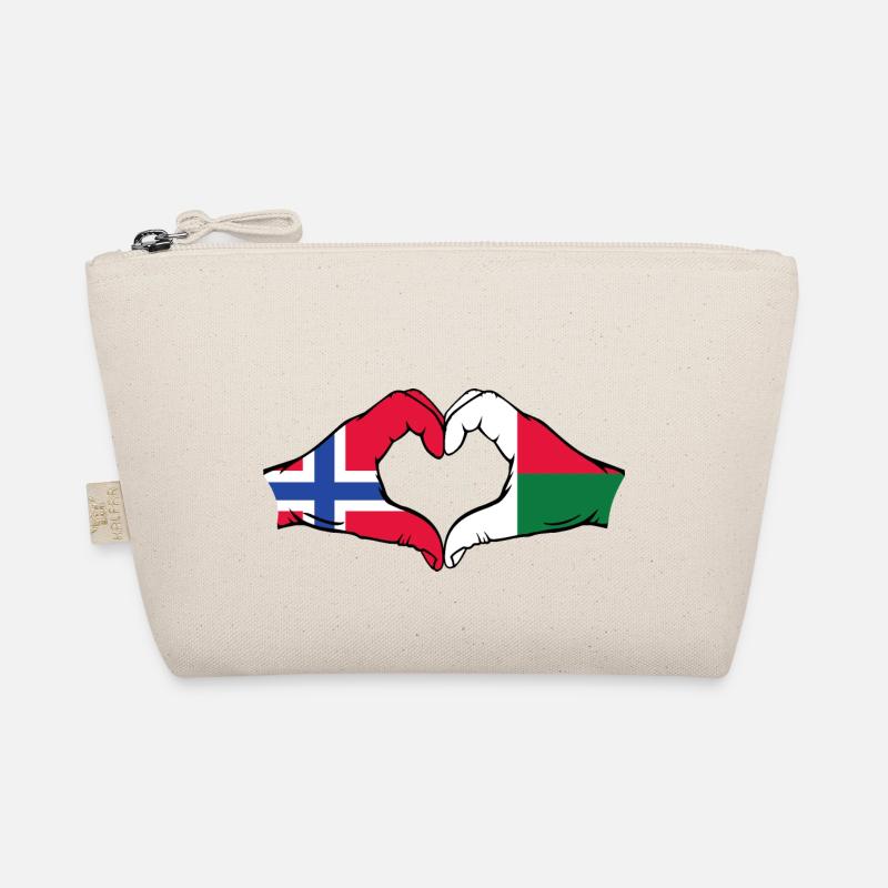 Norvège Madagascar Drapeau Mains Coeur Forme Trousse biologique