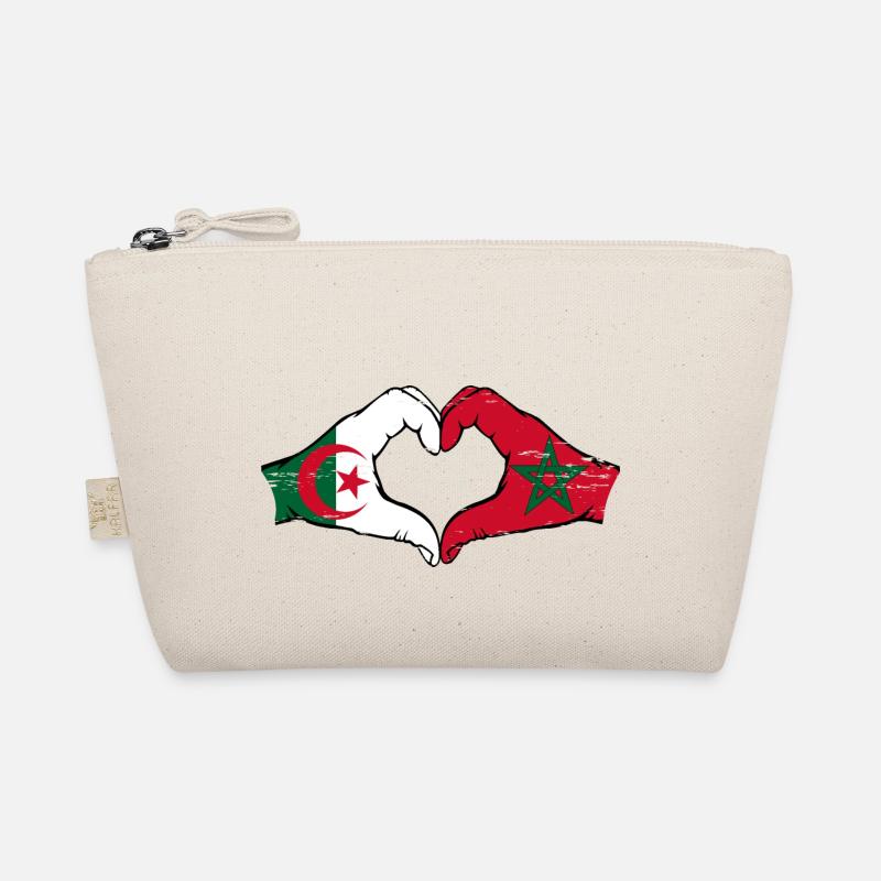 Algérie Maroc Drapeau Mains Coeur Forme Utilisé - Trousse biologique - nature