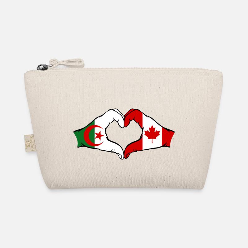 Algeria Canada Flag Hands Heart Shape Organic Pouch