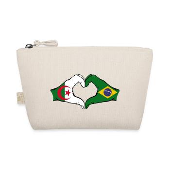 Algeria Brazil Flag Hands Heart Shape - Organic Pouch - nature - Front