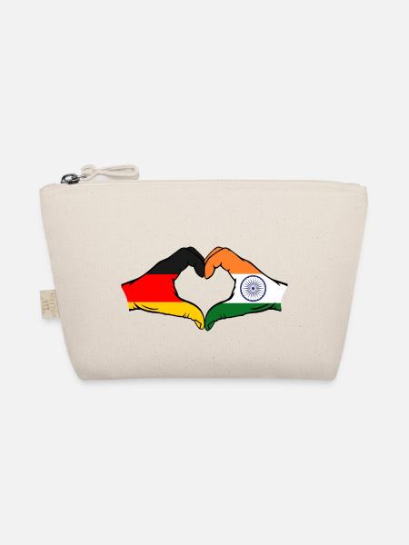 Deutschland Indien Hände Herzform - Bio-Täschchen - Natur