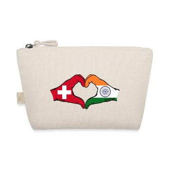 Switzerland India hands heart shape - Organic Pouch - nature - Front