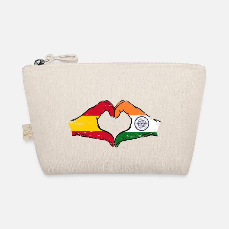 Spanien Indien Hände Herzform used - Bio-Täschchen - Natur