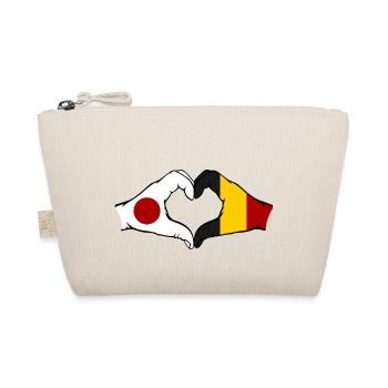 Japan Belgium Hands Heart Shape - Organic Pouch - nature - Front
