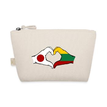 Japan Lithuania Hands Heart Shape - Organic Pouch - nature - Front