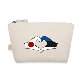 Japan Estonia Hands Heart Shape - Organic Pouch - nature - Front
