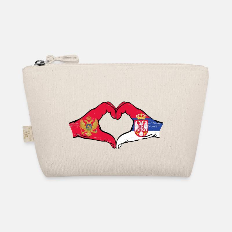 Monténégro Serbie drapeau mains forme de coeur utilisé Trousse biologique