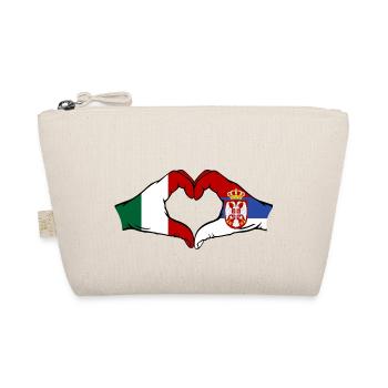 Italy Serbia Hands Heart Shape - Organic Pouch - nature - Front
