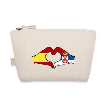 Spanien Serbien Flagge Herzform - Bio-Täschchen - Natur - Vorne