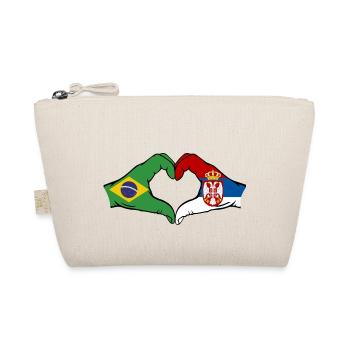 Brasilien Serbien Flagge Herzform - Bio-Täschchen - Natur - Vorne