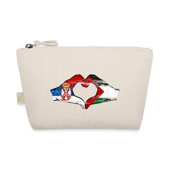 Serbia Palestine flag heart shape used - Organic Pouch - nature - Front