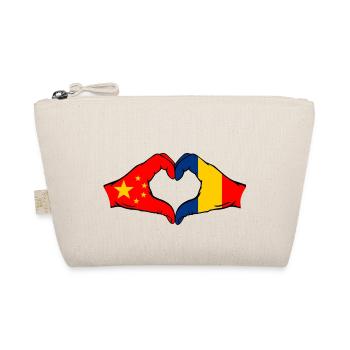 China Romania Flag Heart Shape - Organic Pouch - nature - Front