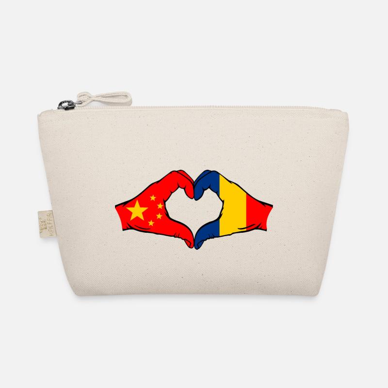 China Romania Flag Heart Shape Organic Pouch