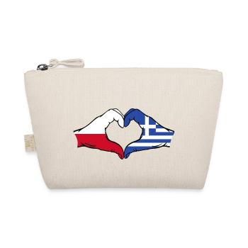 Polen Griechenland Flagge Herzform - Bio-Täschchen - Natur - Vorne