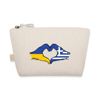 Ukraine Griechenland Flagge Herzform - Bio-Täschchen - Natur - Vorne