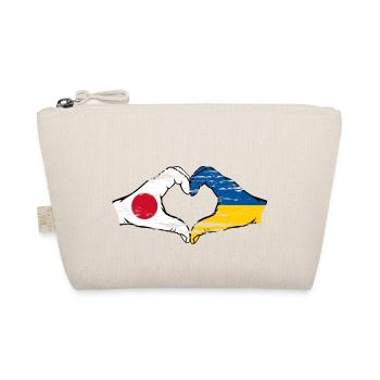 Japan Ukraine Flag Hands Heart Shape Used - Organic Pouch - nature - Front