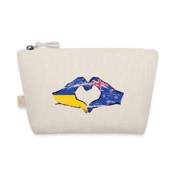 Ukraine Neuseeland Flagge Hände Herzform used - Bio-Täschchen - Natur - Vorne