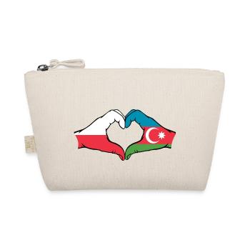 Poland Azerbaijan Flag Hands Heart Shape - Organic Pouch - nature - Front