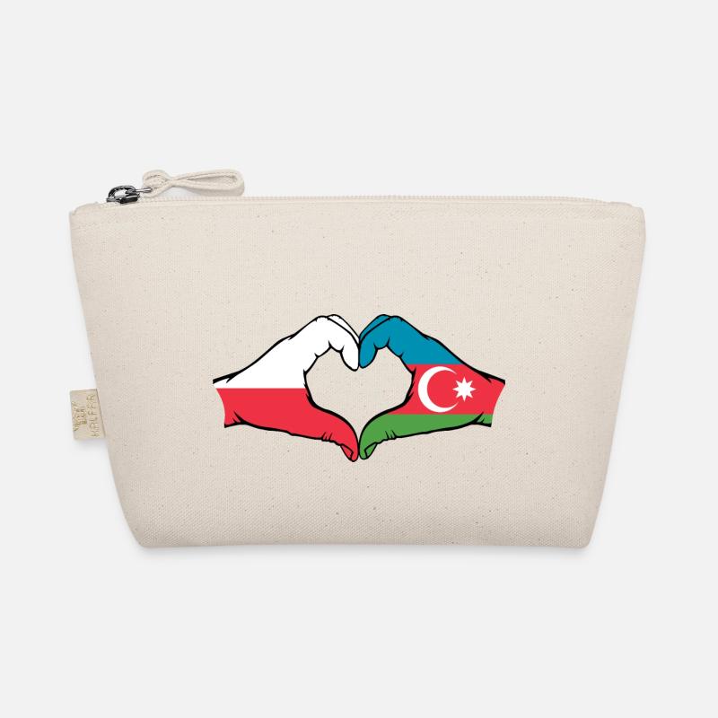 Pologne Azerbaïdjan Drapeau Mains Coeur Forme Trousse biologique