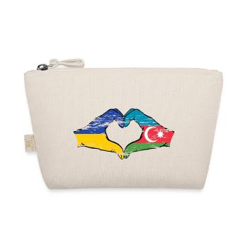 Ukraine Aserbaidschan Flagge Hände Herzform used - Bio-Täschchen - Natur - Vorne