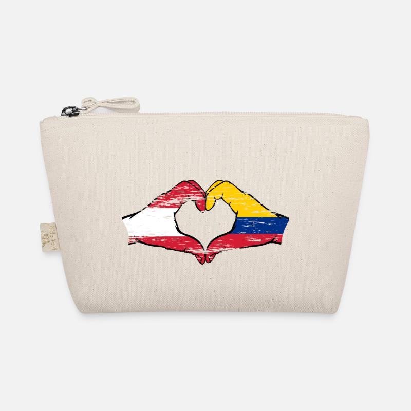 Autriche Colombie Drapeau Mains Coeur Forme Utilisé Trousse biologique