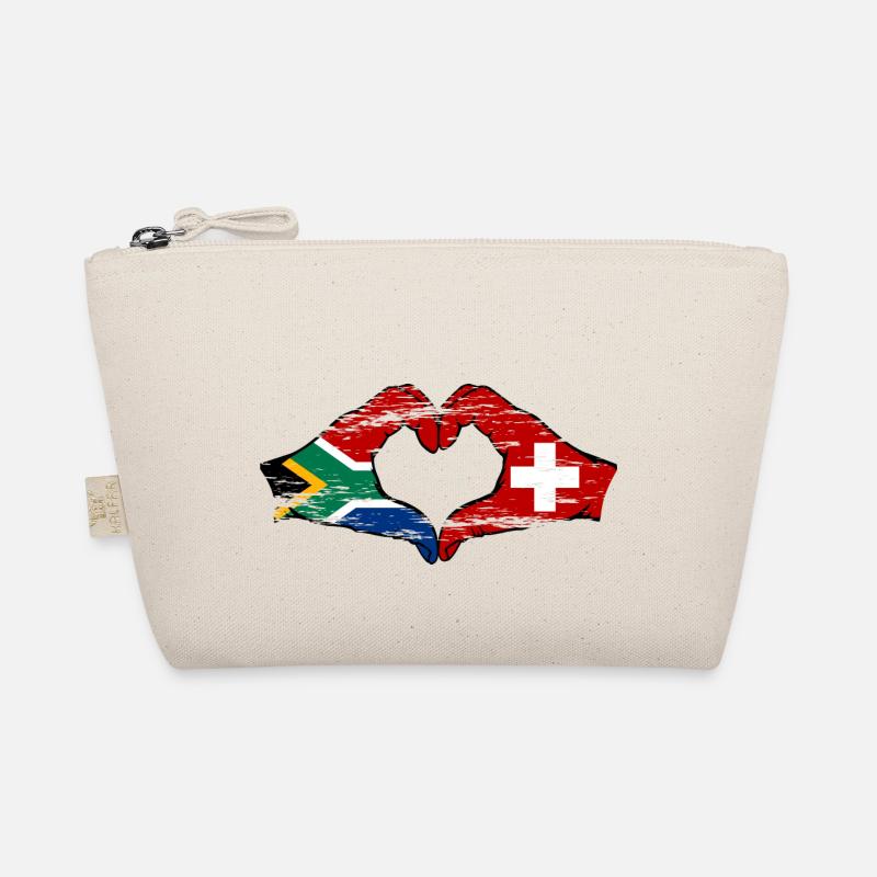 Afrique du Sud Suisse Drapeau Mains Coeur Forme Utilisé Trousse biologique