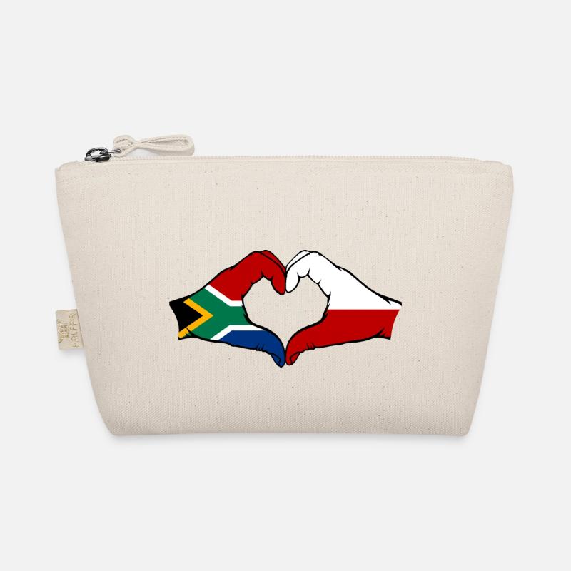 Afrique du Sud Pologne Drapeau Mains Coeur Forme Trousse biologique