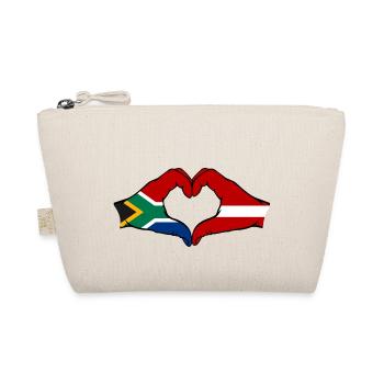 Südafrika Lettland Flagge Hände Herzform - Bio-Täschchen - Natur - Vorne