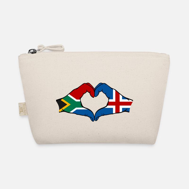 Afrique du Sud Islande Drapeau Mains Coeur Forme Trousse biologique