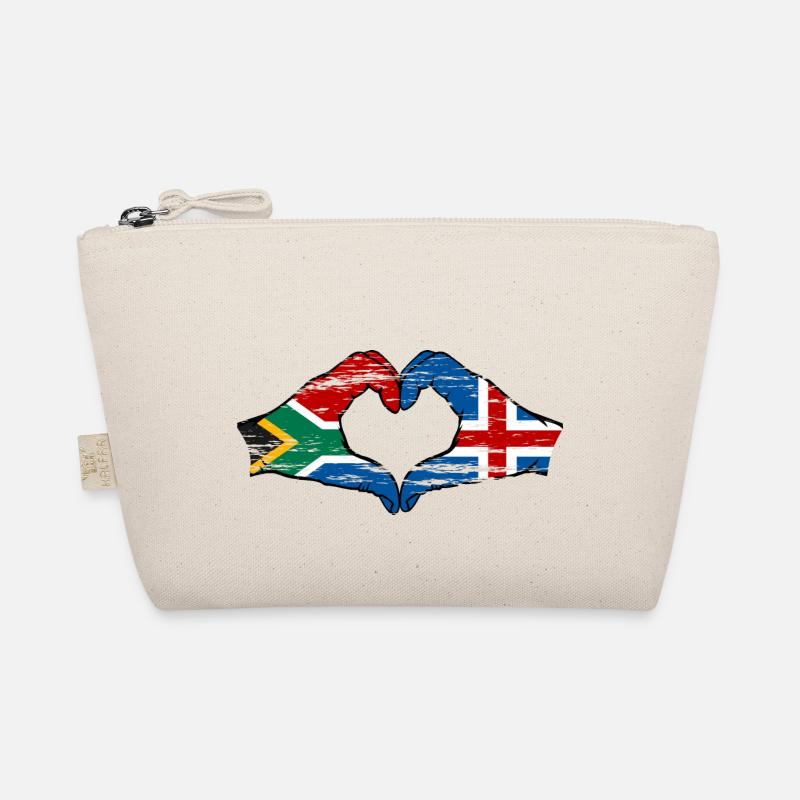 Afrique du Sud Islande Drapeau Mains Coeur Forme Utilisé Trousse biologique