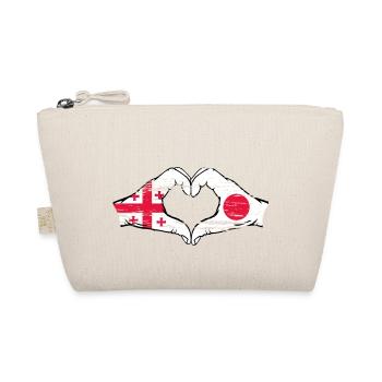 Georgien Japan Flagge Hände Herzform used - Bio-Täschchen - Natur - Vorne