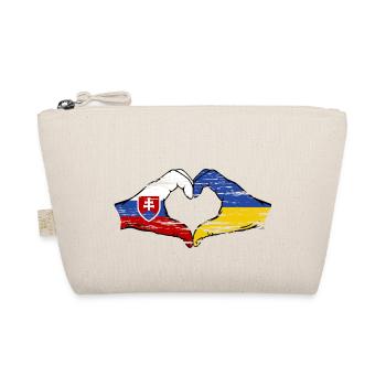 Slowakei Ukraine Flagge Hände Herzform used - Bio-Täschchen - Natur - Vorne