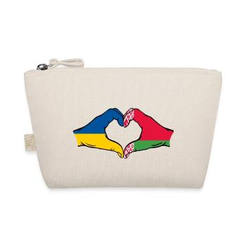 Ukraine Belarus Flagge Hände Herzform - Bio-Täschchen - Natur - Vorne