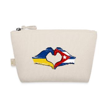 Ukraine Kuba Flagge Hände Herzform used - Bio-Täschchen - Natur - Vorne