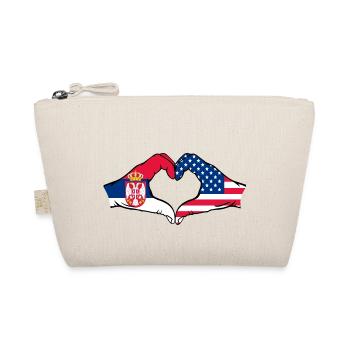 Serbia USA Flag Hands Heart Shape - Organic Pouch - nature - Front