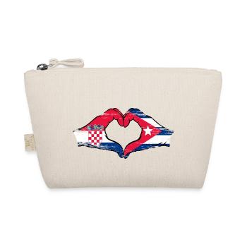 Croatia Cuba Flag Hands Heart Shape Used - Organic Pouch - nature - Front