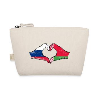 Russland Belarus Flagge Hände Herzform used - Bio-Täschchen - Natur - Vorne