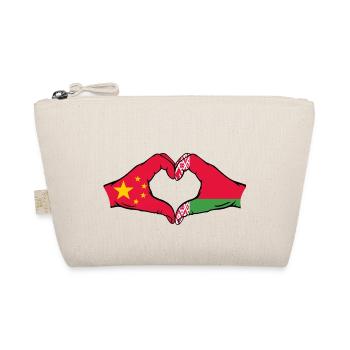 China Belarus Flag Hands Heart Shape - Organic Pouch - nature - Front
