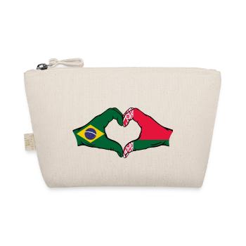 Brazil Belarus Flag Hands Heart Shape - Organic Pouch - nature - Front