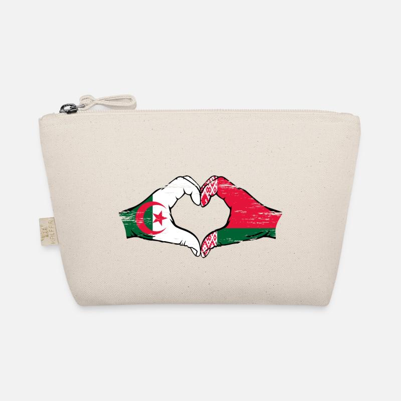 Algeria Belarus Flag Hands Heart Shape Used Organic Pouch