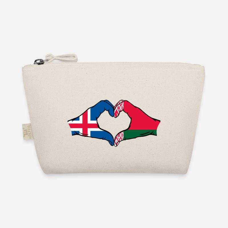 Islande Biélorussie Drapeau Mains Coeur Forme Trousse biologique